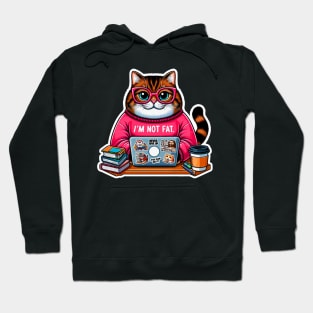 I'm Not Fat Chubby Tabby Cat Laptop Homework Hardworking Study Hard Hoodie